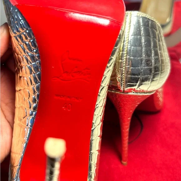Christian Louboutin Silver Stiletto Heels - Picture 5 of 7